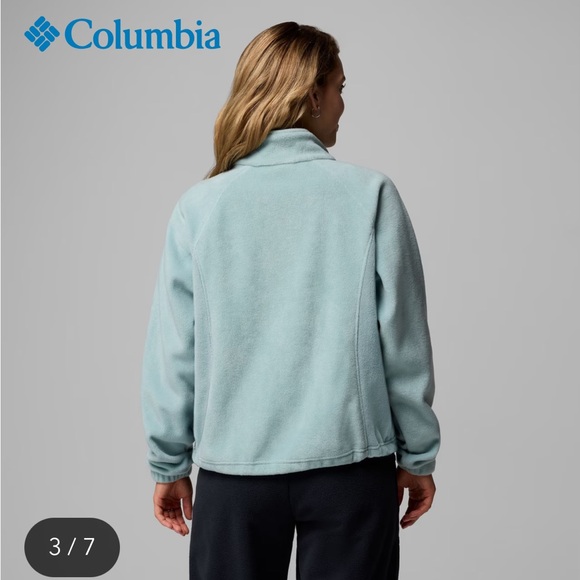 Columbia Benton Springs Full Zip Fleece Jacket Women’s XS Mint Blue Small Spot - Picture 3 of 12